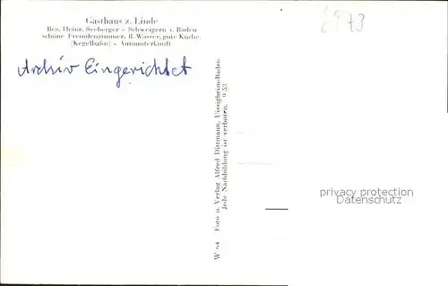 Schweigern Gasthaus z. Linde Karte / Boxberg /Main-Tauber-Kreis LKR