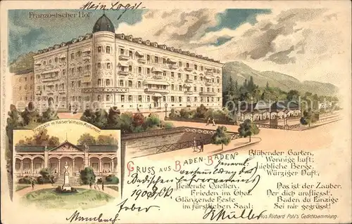 Baden-Baden Franzosischer Hof Trinkhalle m. Kaier Wilhelm Monumente / Baden-Baden /Baden-Baden Stadtkreis