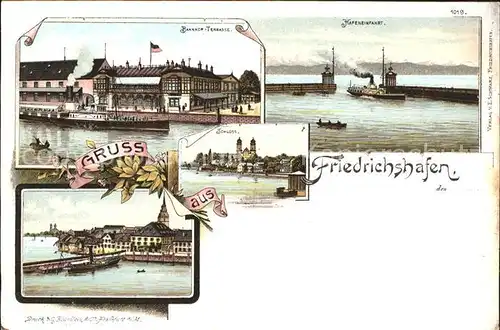 Friedrichshafen Bodensee Hafenenfahrt Bahnhof Terrasse Schloss  / Friedrichshafen /Bodenseekreis LKR