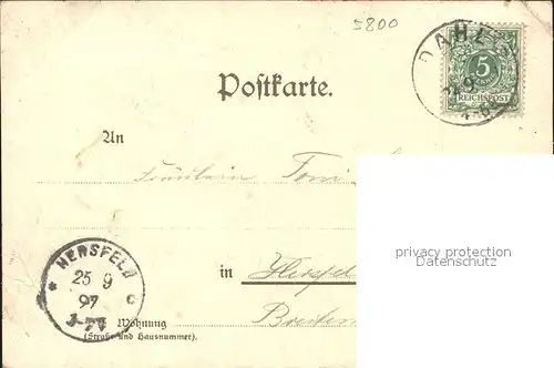 Dahl Hagen Litho Gasthof zur Post Kaiser Friedrich Denkmal / Hagen /Hagen Stadtkreis