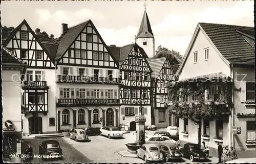 Bad Orb Marktplatz Brunnen Kirchturm Fachwerk Kat. Bad Orb