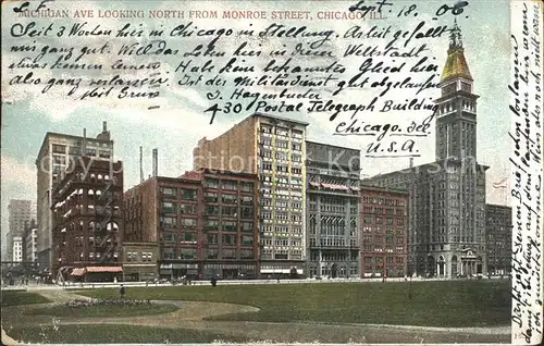 Chicago Illinois Michigan Avenue looking north from Monroe Street Kat. Chicago