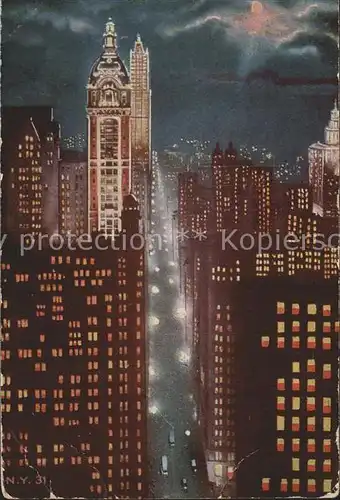 New York City Lower Broadway at night / New York /