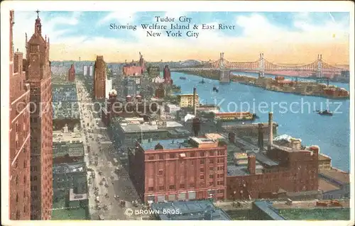 New York City Tudor City Welfare Island East River Bridge / New York /