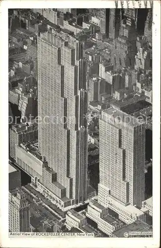 New York City Aerial view of Rockefeller Center Skyscraper / New York /