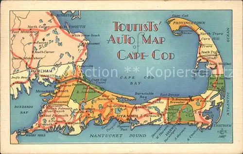 Brewster Massachusetts Tourists Auto Map Cape Cod Kat. Brewster