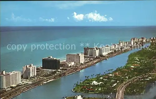 Miami Beach Hotel row Indian Creek Collins Avenue aerial view Kat. Miami Beach
