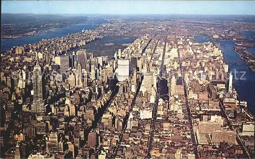 New York City Aerial view of Manhattan towards Empire State Building Central Park / New York /