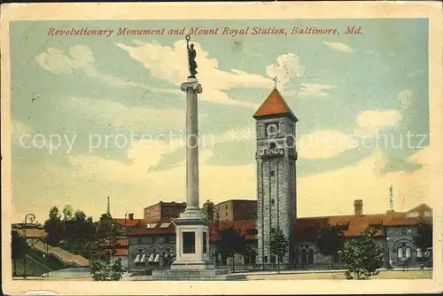 Baltimore Maryland Revolutionary Monument Mount Royal Station Kat. Baltimore