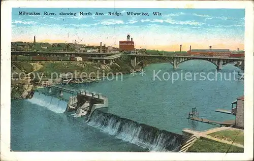 Milwaukee Wisconsin Milwaukee River North Avenue Bridge Kat. Milwaukee