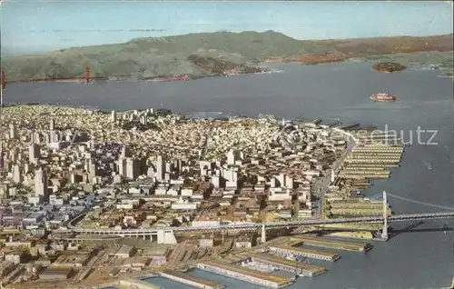 San Francisco California Air view Oakland Bay Bridge Golden Gate Bridge Alcatraz Island Kat. San Francisco