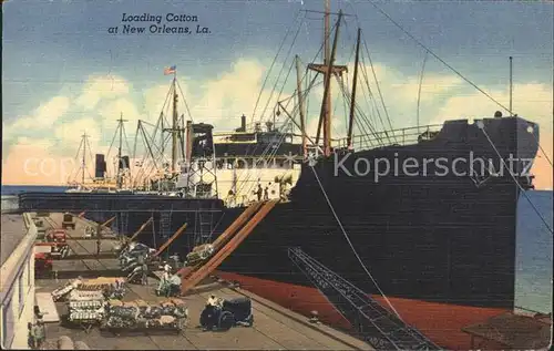 New Orleans Louisiana Loading Cotton Steamer Port Kat. New Orleans