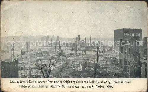 Chelsea Massachusetts Everett Avenue Columbus Building Big Fire April 1908 Brandkatastrophe Kat. Chelsea