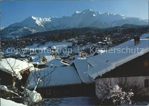 Flims Dorf und Waldhaus mit Signinagruppe Kat. Flims Dorf