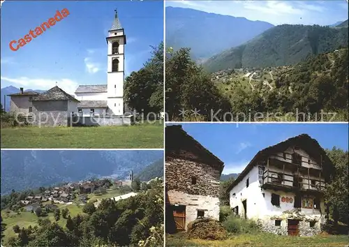 Castaneda Kirche Panorama Dorfpartie Kat. Castaneda