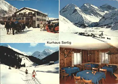 Davos GR Kurhaus Sertig Pferdeschlitten Panorama Kat. Davos