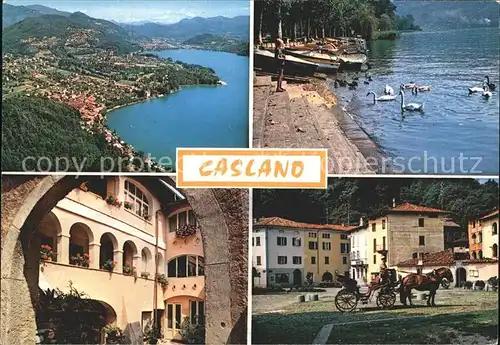 Caslano Teilansichten Dorfpartie Pferdekutsche / Caslano /Bz. Lugano