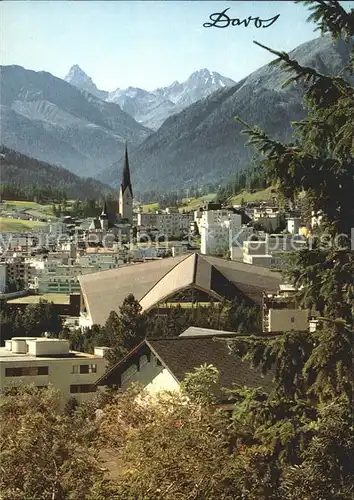 Davos GR mit Tinzenhorn und Piz Mitgel mit neuer Eishalle Kat. Davos