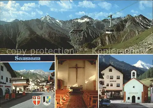 Samnaun Dorf Luftseilbahn Ortspartie Kirche Inneres Kat. Samnaun Dorf