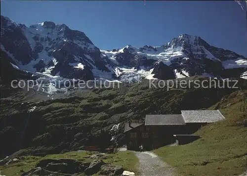 Stechelberg Berghotel Obersteinberg mit Gross Breithorn und Schmadribach Kat. Stechelberg