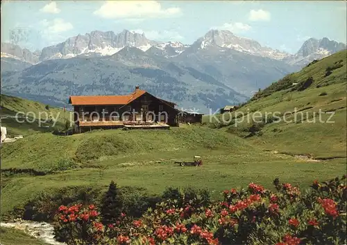 Fideris Berghaus Heuberge mit Drusenfluh Sulzfluh Schijenflue Kat. Fideris