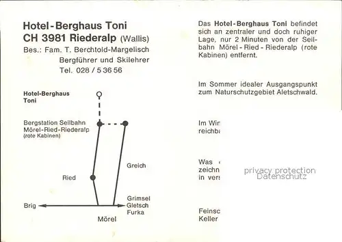 Riederalp Hotel Berghaus Toni Stube Terrasse Pferdeschlittenfahrt Kat. Riederalp