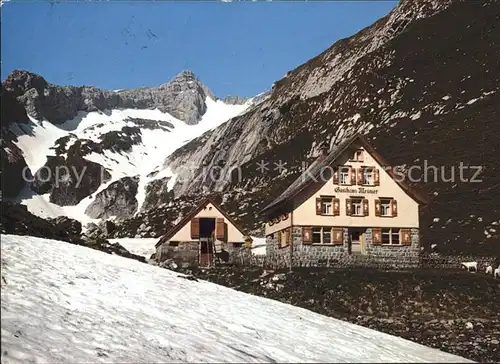 Appenzell IR Berggasthaus Mesmer mit Blauem Schnee und Saentis Kat. Appenzell