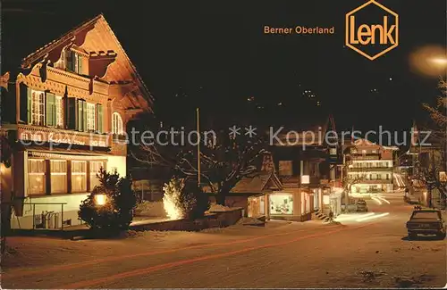 Lenk Simmental Dorfstrasse bei Nacht Kat. Lenk Simmental