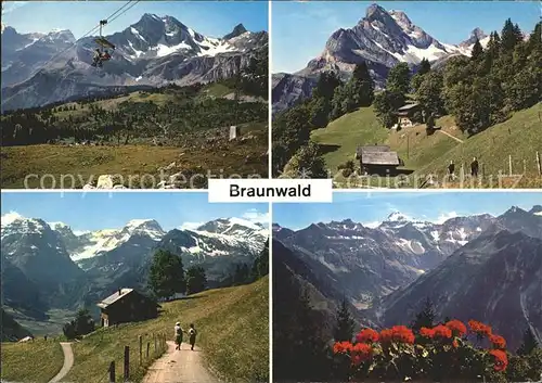 Braunwald GL Autofreies Feriendorf Luftseilbahn Blumen Huette Wanderweg Kat. Braunwald