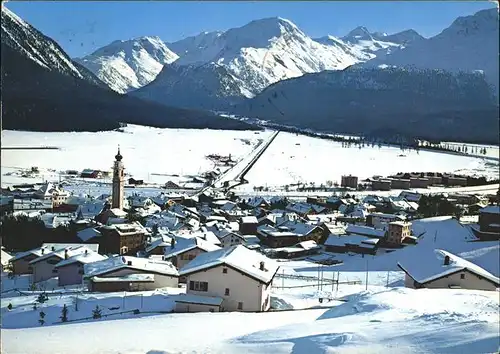 Samedan Panorama mit Kirche Kat. Samedan