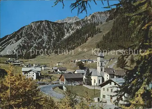 Tschierv Dorfpartie mit Kirche Kat. Tschierv