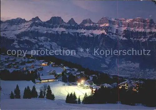 Flumserberg Bergheim Oberberg Mittenwald Gauenpark bei Nacht Kat. Flumserberg Bergheim