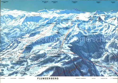 Flumserberg Bergheim Fliegeraufnahme Panoramakarte Kat. Flumserberg Bergheim