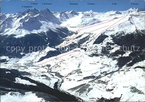 Savognin Cunter Riom Parsonz Salouf Panoramakarte Skigebiet Kat. Savognin