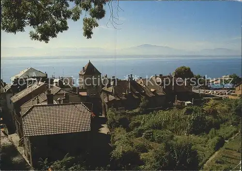 Nyon VD Dorfpartie und Genfersee Lac Leman Kat. Nyon