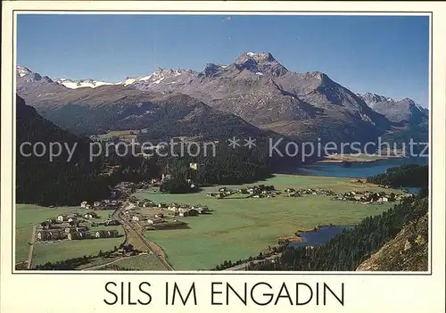 Sils Maria Graubuenden Fliegeraufnahme Piz da la Margna Seen Kat. Sils Maria