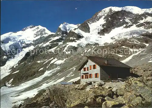 Bovalhuette mit Piz Bernina und Piz Morteratsch Kat. Morteratsch