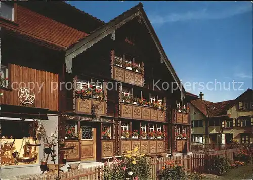 Appenzell IR Bemaltes Haus des Glockensattlers Hampi Faessler Engelpasse Kat. Appenzell