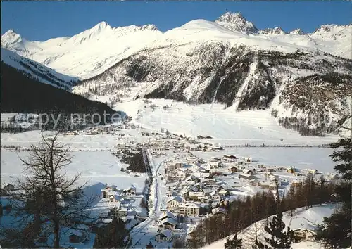 La Punt Chamues ch Fliegeraufnahme gegen Albulapass und Piz Kesch Kat. La Punt Chamues ch