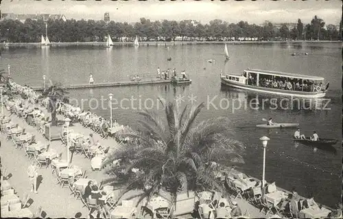 Hannover Blick von der Maschseegaststaette Anleger Ausflugsboot Kat. Hannover