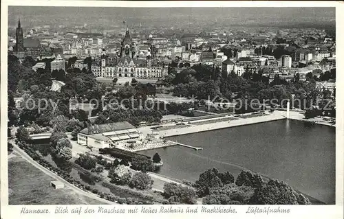 Hannover Maschsee Neues Rathaus Marktkirche Fliegeraufnahme Kat. Hannover