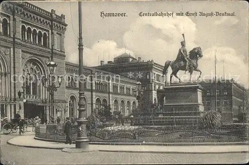 Hannover Zentralbahnhof mit Ernst August Denkmal Reiterstandbild Kat. Hannover