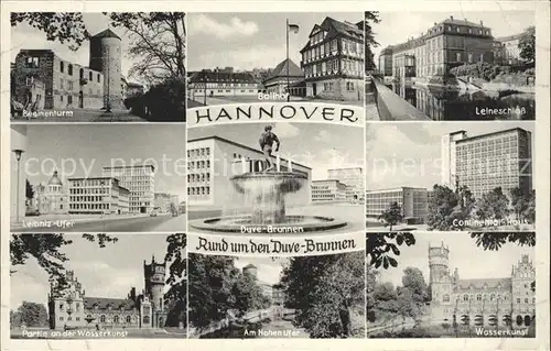 Hannover Beginenturm Bollhof Schloss Continental Haus Wasserkunst Brunnen Hohes Ufer Leibniz Kat. Hannover