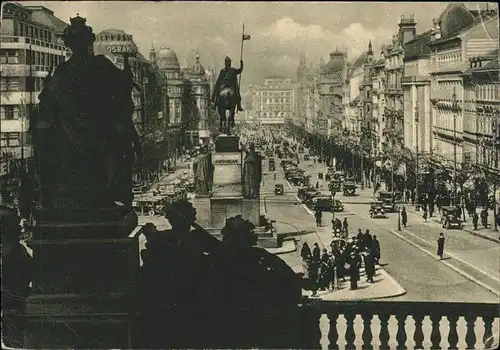 Prag Prahy Prague Vaclavske namesti Wenzelsplatz Mahnmal Reiterdenkmal Skulptur Feldpost Kat. Praha