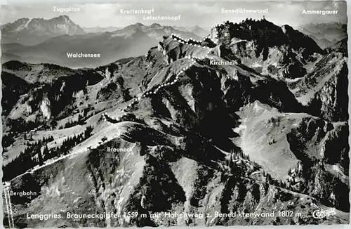 Lenggries Lenggries Brauneckgipfel Fliegeraufnahme  ungelaufen ca. 1955 / Lenggries /Bad Toelz-Wolfratshausen LKR