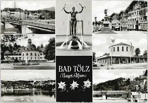 Bad Toelz Bad Toelz Isarbruecke Kalvarienberg ungelaufen ca. 1965 / Bad Toelz /Bad Toelz-Wolfratshausen LKR