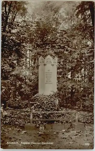 Ansbach Mittelfranken Ansbach Kaspar Hauser Denkmal  * 1910 / Ansbach /Ansbach LKR