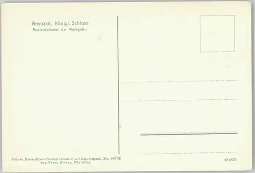 Ansbach Mittelfranken Ansbach Audienzzimmer der Markgraefin * 1910 / Ansbach /Ansbach LKR