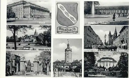 Ansbach Mittelfranken Ansbach Gumbertus Kirche  Markgraf Georg Brunnen St. Johannis Kirche  x 1953 / Ansbach /Ansbach LKR