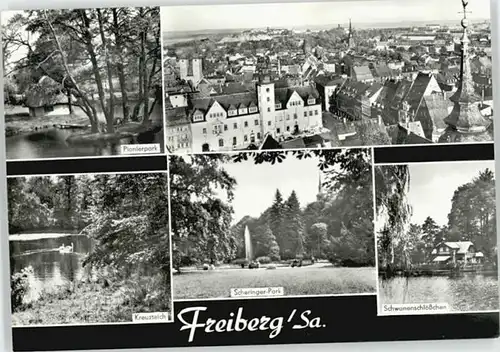 Freiberg Sachsen Freiberg Sachsen Scheringer Platz Kreuzteich Schwanenschloesschen x 1978 / Freiberg /Mittelsachsen LKR